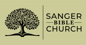 Sanger Bible Church logo: tree with words